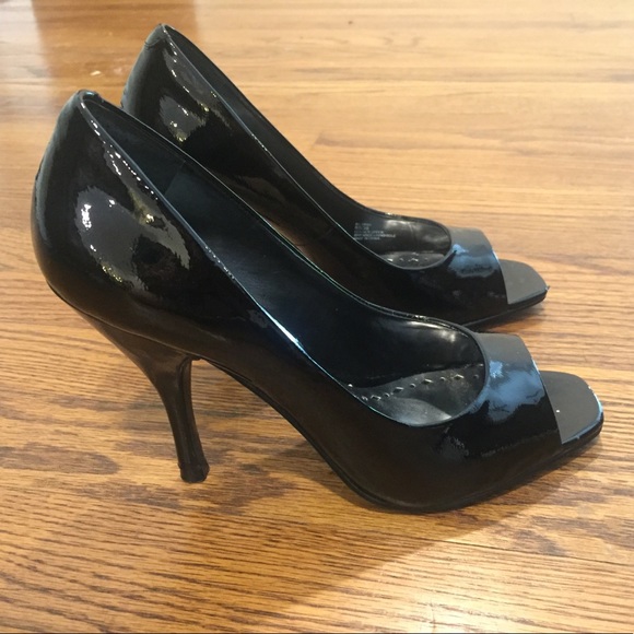 BCBGirls Black Open-Toe Heels - Picture 1 of 7